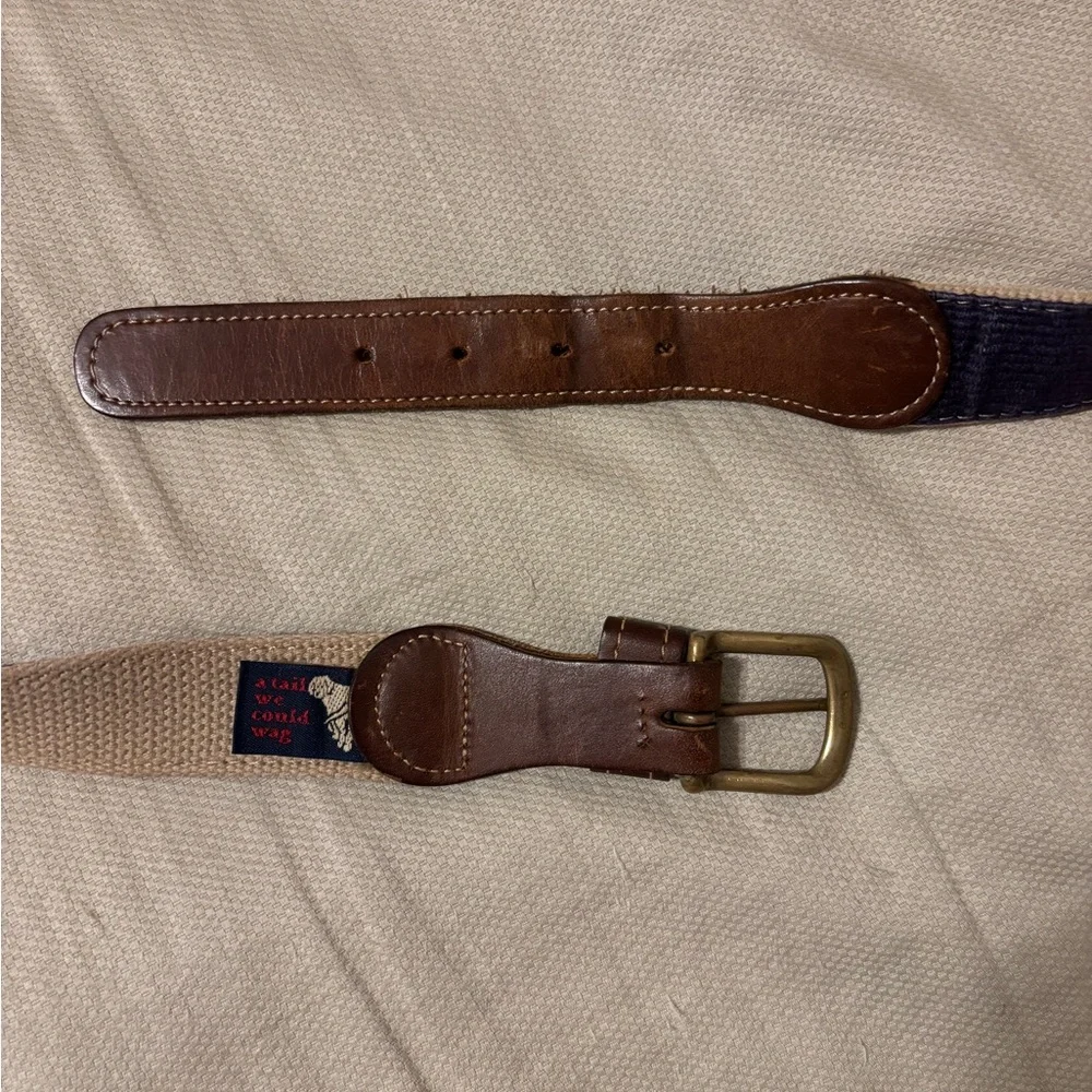 Navy Woven Men’s Belt with Colorful Geometric Embroidery
